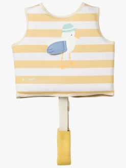 Uv & Strand|SUNNYLiFE Svømmevest, Sid the Seagull Mustard Stripe Hvid/Gul