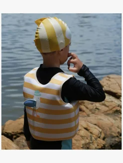 Uv & Strand|SUNNYLiFE Svømmevest, Sid the Seagull Mustard Stripe Hvid/Gul