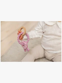 Babylegetøj|Teddykompaniet  Silikone & træ Bidering, Foggy Pink