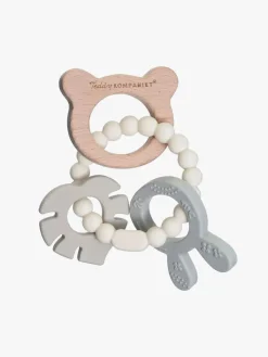 Teddykompaniet Babylegetøj- Silikone & træ Bidering, Creme