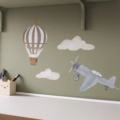 Børn Thatsmine Interiør-That's Mine Wallsticker Retro Flyvemaskine, Blå