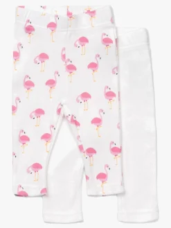 Underdele|TinyTreasure Tiny Treasure Lexi Leggings 2-pak, White/Flamingo Lyserød/Hvid