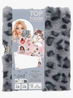 Kreativt Legetøj|TOPModel Dagbog Pelset med Hjertelås, Grå Grå