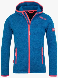 Fleecetøj|Trollkids Jondalen Fleecetrøje, Medium Blue/Coral