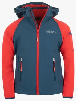 Børn Trollkids Overtøj-Rondane Softshelljakke, Bright Red/Mystic Blue
