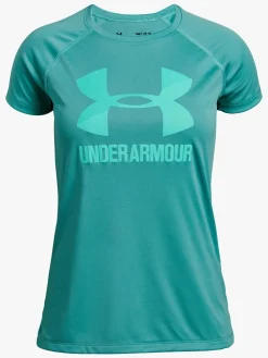 Overdele|UnderArmour Under Armour Big Logo Tee Solid SS Træningstrøje, Shamrock Blå