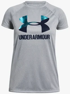 Sportstøj|UnderArmour Under Armour Big Logo Tee Solid SS Træningstrøje, Steel Grå