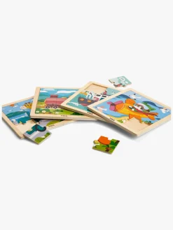 Børn VIGA Spil & Puslespil|Legetøj Til Børn På 0-10 År-Puslespil 4-pak Køretøj