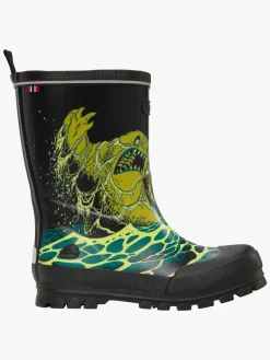 Børn VikingFootwear Gummistøvler-Viking Jolly Print Gummistøvler, Black/Blue Green