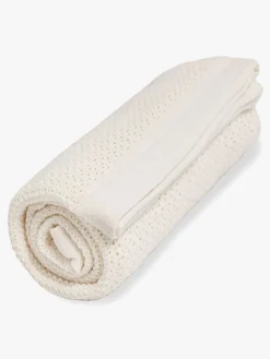 VinterBloom Stofbleer, Nusseklude & Babytæpper-Vinter & Bloom Soft Grid Hæklet Babytæppe, Pearl White