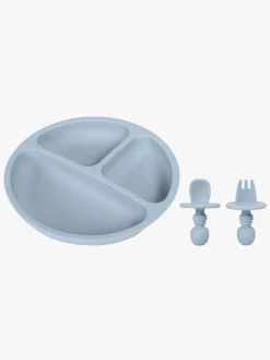 Spisetid|Virgel Tallerken & Bestik Silikone, Ether Blå