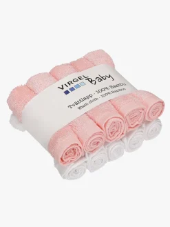 Pleje & Hygiejne|Virgel Vaskeklud Bambus 10-Pak, Lyserød/Hvid Lyserød/Hvid