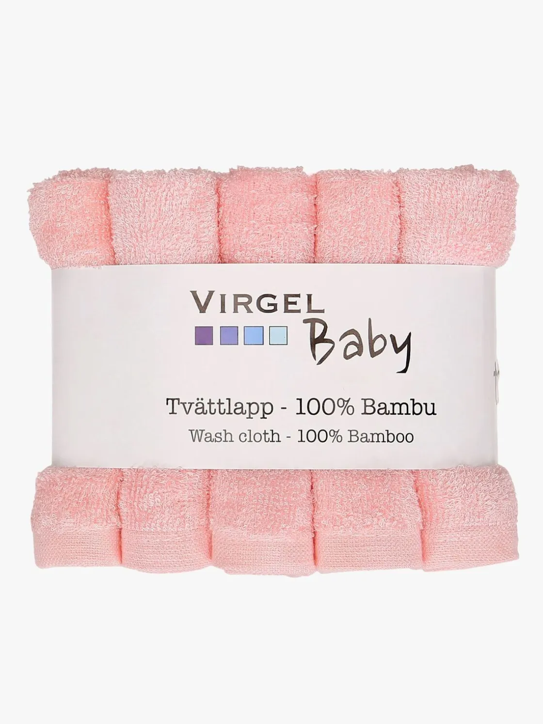 Pleje & Hygiejne|Virgel Vaskeklud Bambus 10-Pak, Lyserød/Hvid Lyserød/Hvid