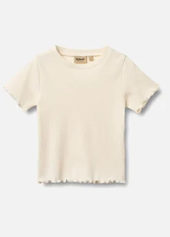 Børn Wheat Overdele-Alicia  Ribstrikket T-shirt, Ivory