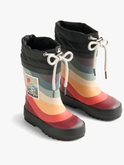 Børn Wheat Gummistøvler-Forede Gummistøvler, Rainbow Waves