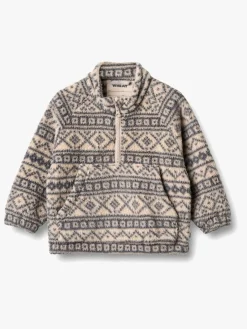 Børn Wheat Fleecetøj-Moon Anorak, Warm Sand Jaquard