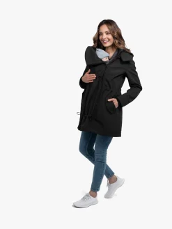 Wombat Tøj Til Mor-Softshell Graviditets- og Bærejakke, Sort