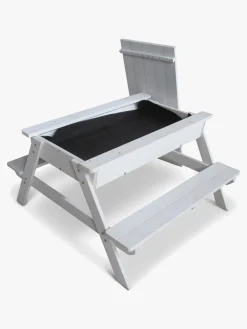 Udeleg|Udemøbler|Woodlii Picnicbord med Sandkasse + Låg, Hvid Hvid/Sort/Flerfarvet