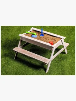 Udeleg|Udemøbler|Woodlii Picnicbord med Sandkasse + Låg, Hvid Hvid/Sort/Flerfarvet