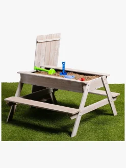 Udeleg|Udemøbler|Woodlii Picnicbord med Sandkasse + Låg, Hvid Hvid/Sort/Flerfarvet