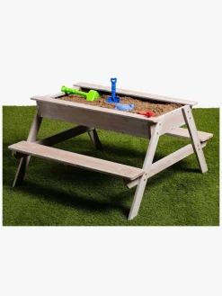 Udeleg|Udemøbler|Woodlii Picnicbord med Sandkasse + Låg, Hvid Hvid/Sort/Flerfarvet