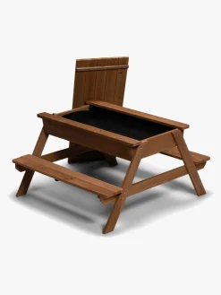 Woodlii Udeleg|Udemøbler-Picnicbord med Sandkasse + Låg, Brun