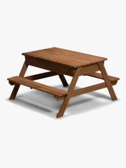 Woodlii Udeleg|Udemøbler-Picnicbord med Sandkasse + Låg, Brun